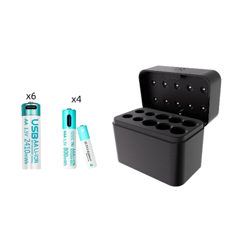 Battery Charging Case Storage Organiser For 2A 3A Rechargeable Batteries Type C Portable Charging Anti Slip Design