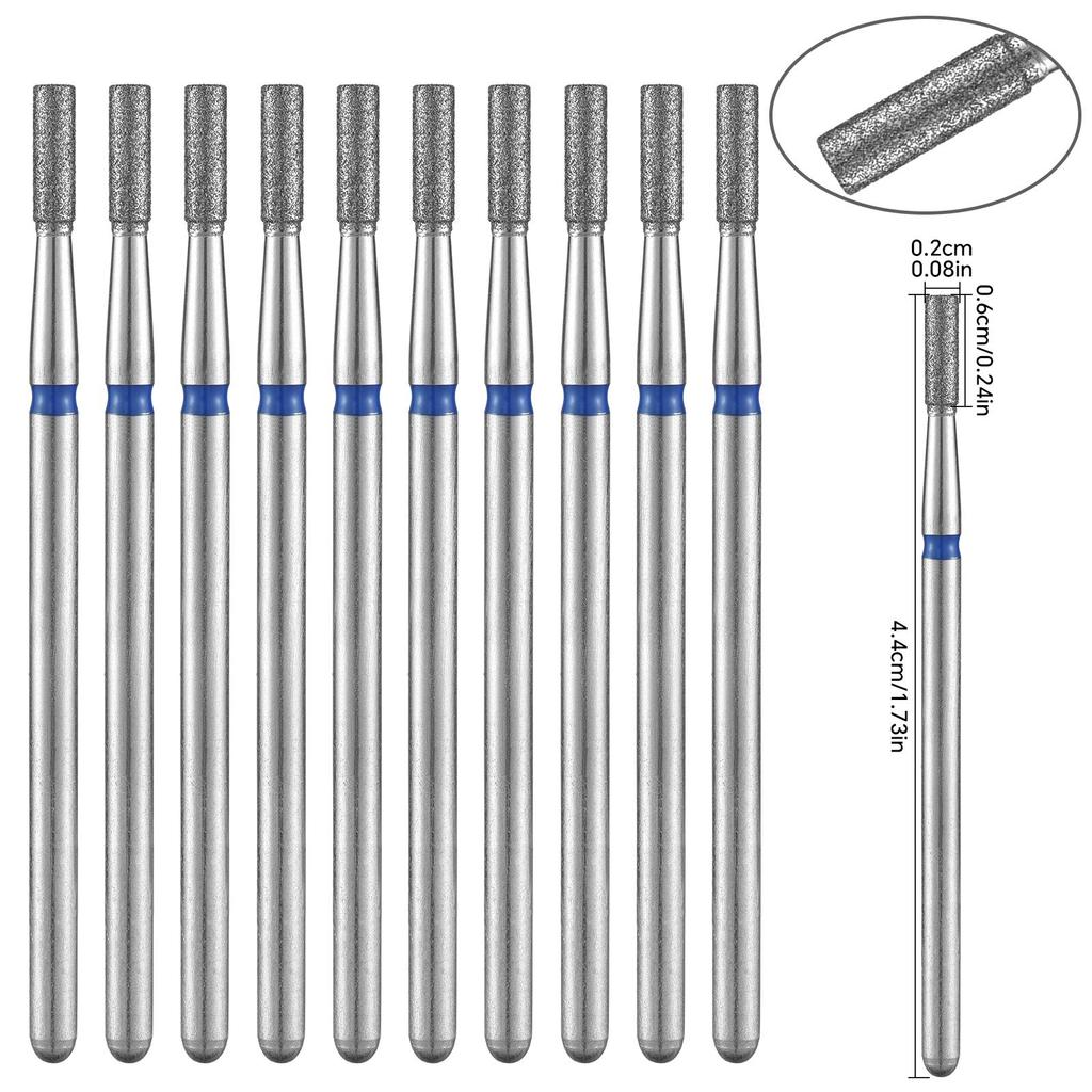 10PCS Diamond Nail Drill Bit Set Electric Milling Cutters For Manicure Rotary Burr Cuticle Clean Manicure Drill Accessories