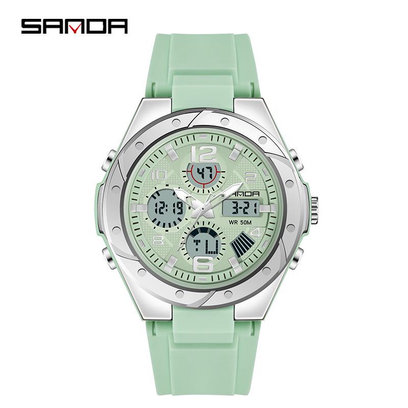 Sanda Men's Multifunctional Dual Display Luminous Waterproof Sports Watch for Teens