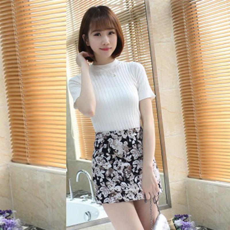 

Женский повседневный летний вязаный тонкий свитер из ледяного шелка, рубашка с круглым вырезом, полуводолазка с коротким рукавом, тонкая верхняя одежда, сплошной цвет One Size белый