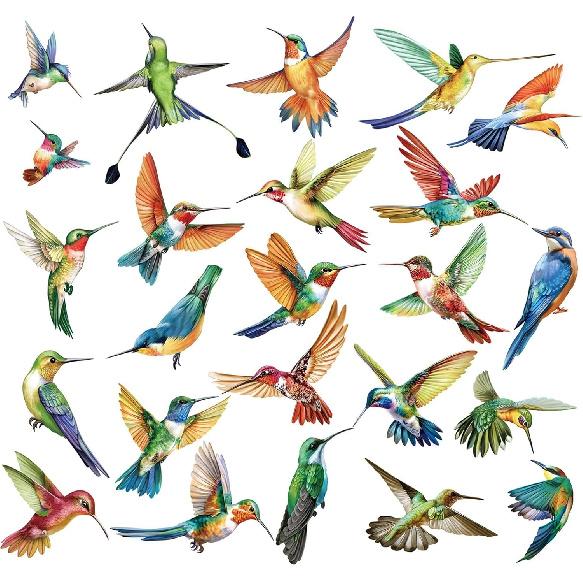 decalmile Spring Hanging Vine Double Sided Window Clings Green Leaves Plants Window Decals Anti-Collision Glass Window Doors Window Stickers Hummingbird