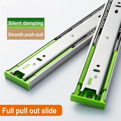 2Pcs Stainless Steel Drawer Slide 3-Section Soft Close Drawer Glide Heavy Duty Ball Bearing Rear Side Mount Full Extension Drawer Runner