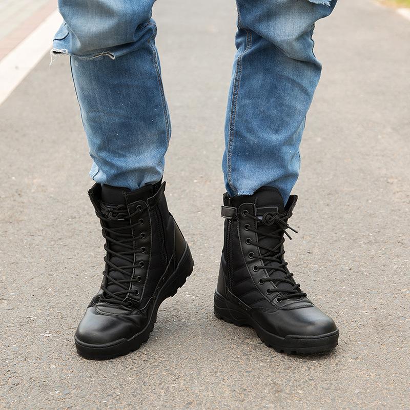 Autumn Early Winter Shoes Men Ankle Desert Boots Genuine Leather Fashion Brand Male Footwear Non-slip Black Plus Size 45 D232