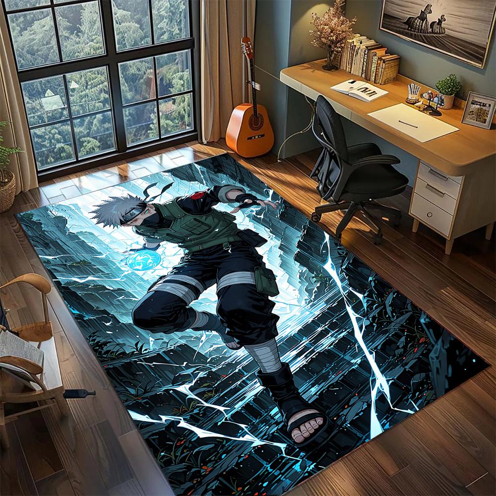 Kakashi Hatake Team 7 Sensei Portrait Rug Carpet Large Area Rug Non Slip Washable Floor Mat Gamer Room Bedroom Home Decor