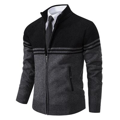 Stand-up Neck Sweater Cardigan Men's Autumn and Winter New Fashion Thickened Plush Sweater Casual Knitted Sweater