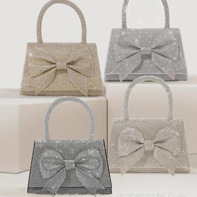 2024 Elegante europäische und amerikanische Abendtasche mit Diamantschleife – luxuriöser Brautglanz