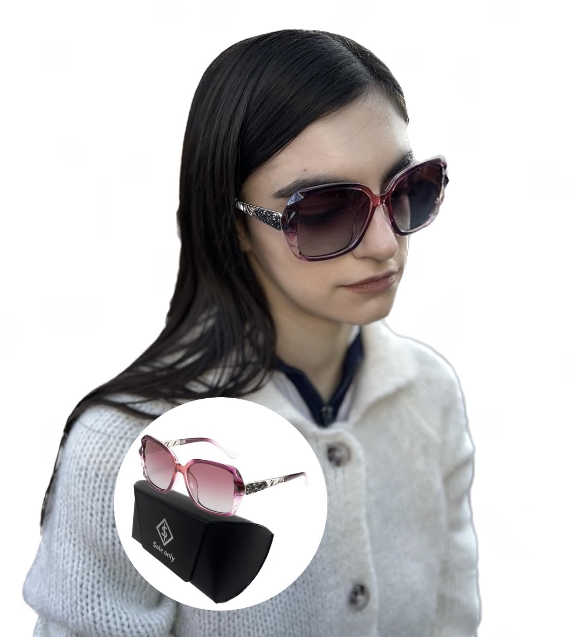 

только Sole Только UV400 Большие Очки для Бликов Подсветки Солнцезащитный Чехол Модные для Мужчин и Унисекс $ole Солнцезащитные Очки, Защита, Подчеркивающие Лицо розовый