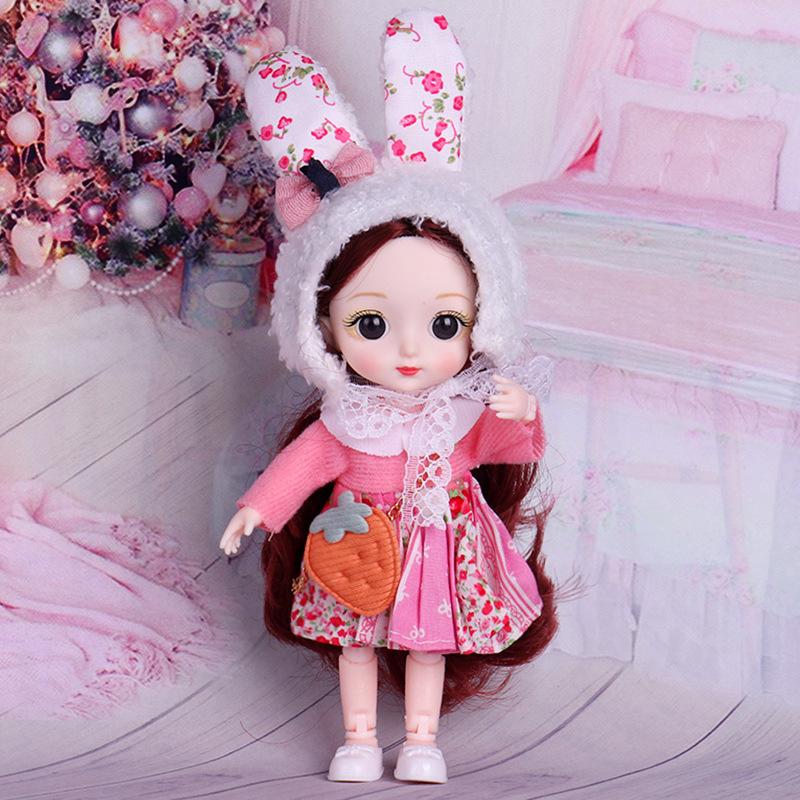 

Мини подвижная 21 шарнирная кукла 16 см, игрушка для девочек, 3D большие глаза, BJD принцесса, полная одежда, коллекция платьев, детская кукла в подарок 16cm