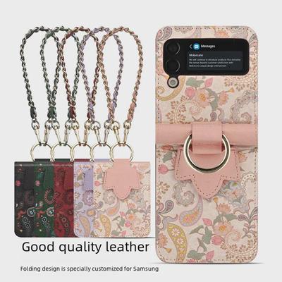 """Étui de téléphone bandoulière en cuir style japonais et coréen pour Samsung Z Flip5/Z Flip3 pliable"""