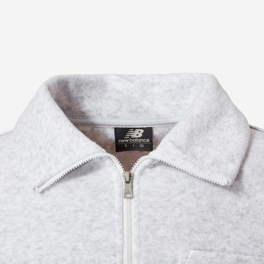 New Balance Uni Summer Terry Zip Up Collar T shirT Nbnfeb1613   16  lighT Gray