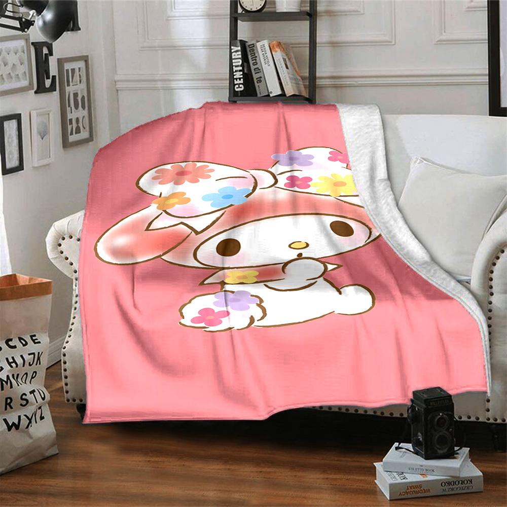 1pc My Melody flower blanket Lightweight Flannel Throw for Sofa Bed Travel Camping Livingroom Office Couch Chair