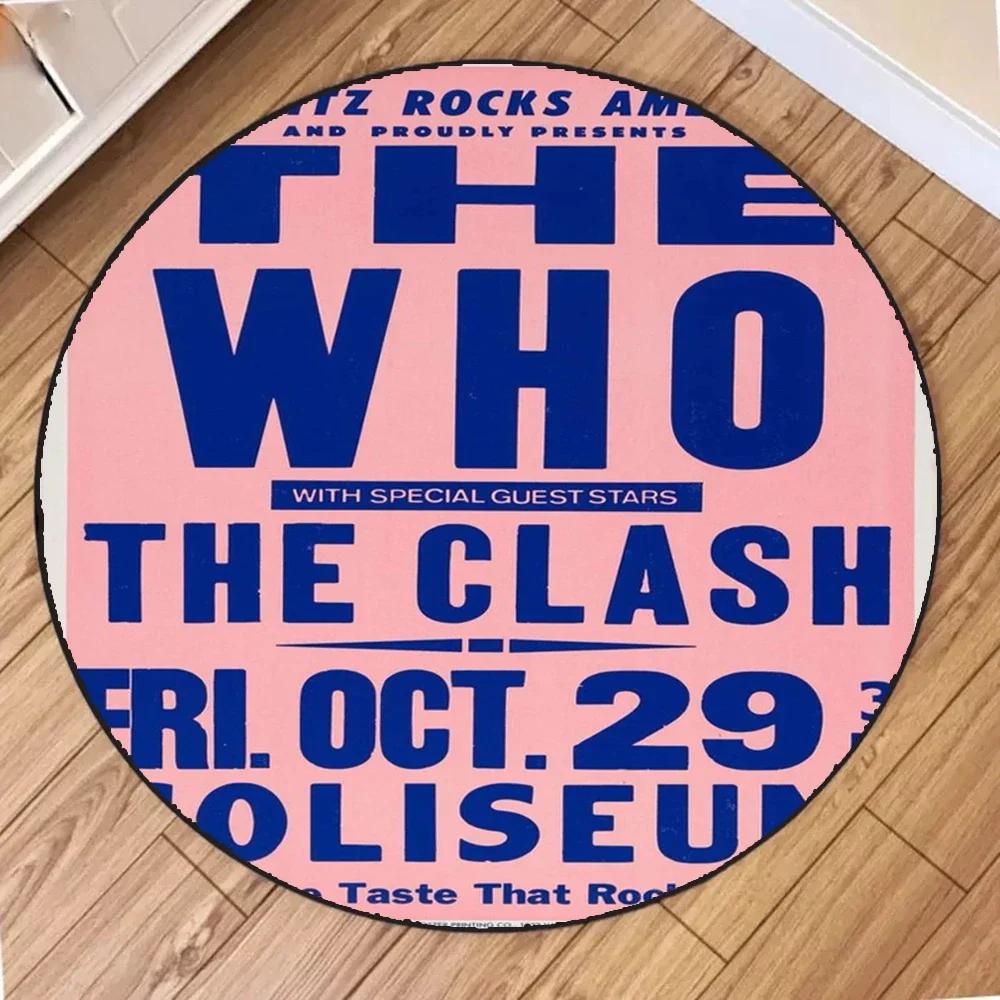 

The Who Round Floor Carpet Cool Music Flannel Mat Sound Insulation Pad Living Room Bedroom Home Bar Decoration Creative Carpet 60cm