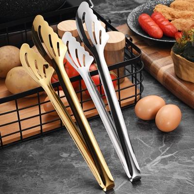 Yousheng Stainless Steel Serving Tongs with Slotted Heads BBQ Buffet Food Clips Heat-Resistant Rust-Proof Hollow Chuck Design Kitchen