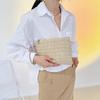 Mode Frauen Bohemian Woven Clutch Armband Tasche Casual Damen Strand Sommer Einfarbig Kleine Handtaschen Geldbörse Weiß Beige Geschenke