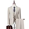 XS-6XL ( Casaco + Colete + Calças ) Marca de Alta Qualidade Terno Formal de Negócios Masculino Três Peças Vestido de Noivo Cor Sólida Terno