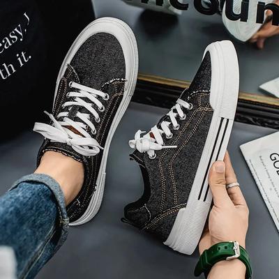 Zapatos de Tela de Primavera y Verano para Hombre de Corte Bajo, Moda Combinable, Transpirables, de Lona, Liandi Tacón Medio, Juveniles, Antideslizantes