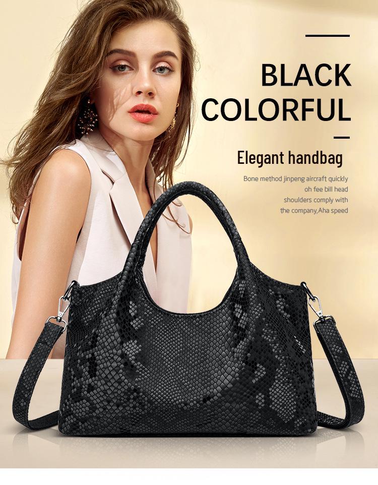 2025 Snake Print Women's High-Capacity Shoulder and Crossbody Tote Bag