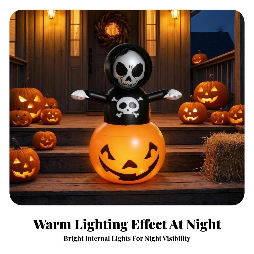 Inflatable Pumpkin Self-Righting Decoración Inflable De Calabaza Iluminado