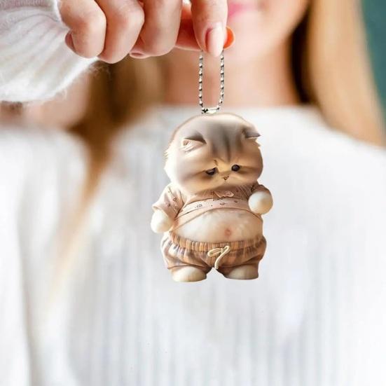 Yousheng Kitten Pattern 2D Acrylic Ornament Christmas Car Mirror Hanging Decoration Backpack Auto Accessory Car Decoration