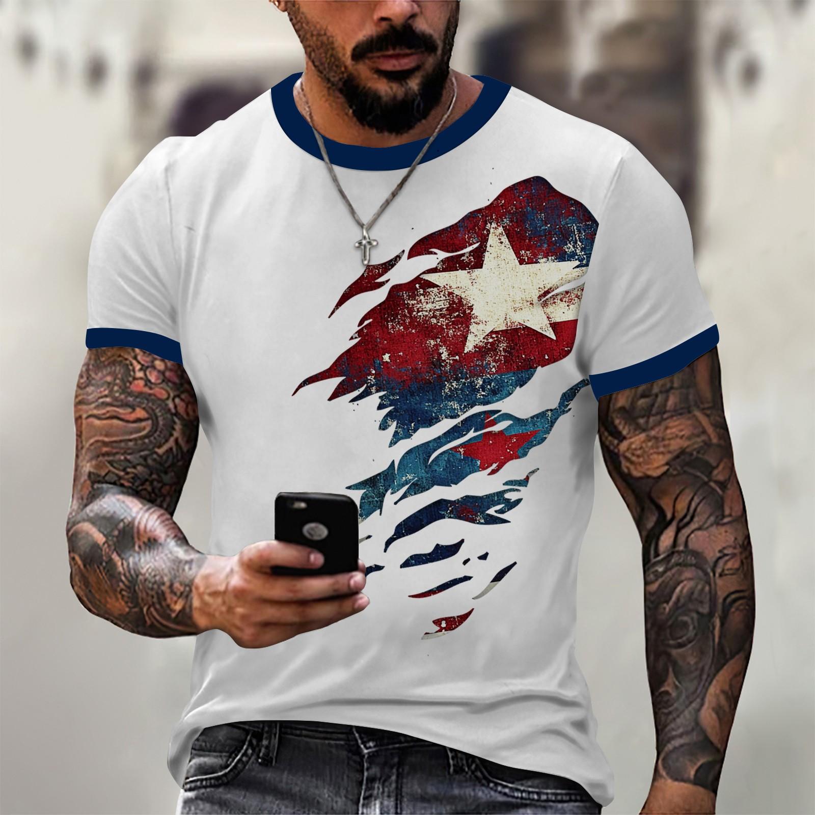 

Летняя мужская популярная футболка с круглым вырезом и коротким рукавом с принтом L