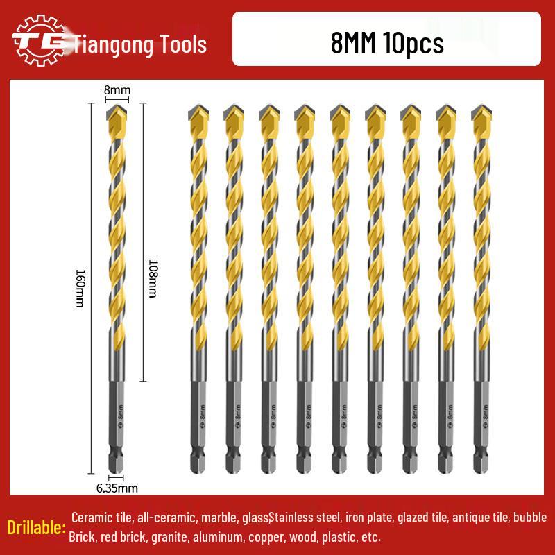 Tiangong Hex Shank Triangle Drill Bit for Concrete, Cement, and Brick Walls