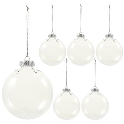 6 Stück Weihnachten Flache Kugeln Dekorationsideen Ornament Dekorieren Hängende Dekorationen Befüllbar für DIY Haustier Kunststoff Klare Ornamente