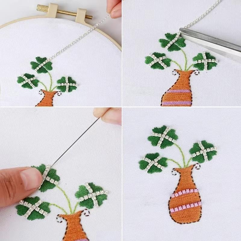 10yards 2mm Color Sewing Rhinestone Chain Trim Crystal Dense Diamond Chain Glitter Crystal Cup Chain for DIY Decorative Craft