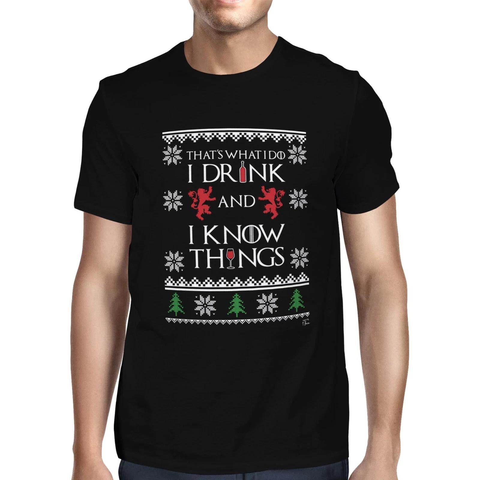 1Tee Mens I Drink and I Know Things Christmas T-Shirt XL
