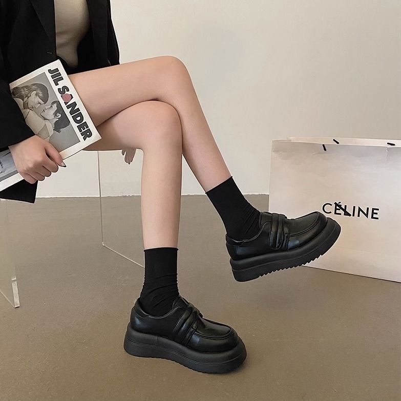 Velcro Loafer Small Leather Shoes Women's Autumn 2025 New Versatile Retro British Style Platform Single Shoes