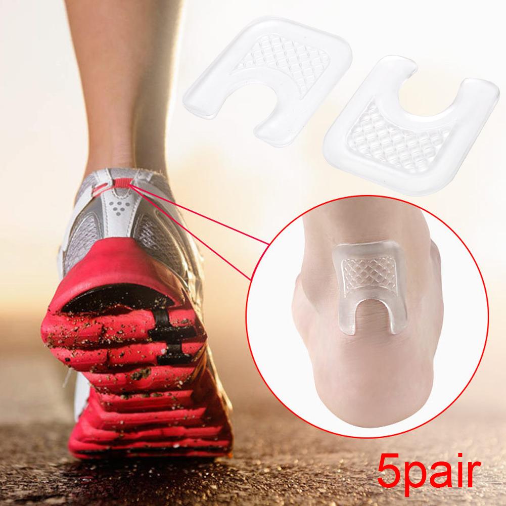 5 Pair of Multifunction Gel Transparent Heel Cushion Non Slip Pain Relief Foot Pads Shoe Insoles