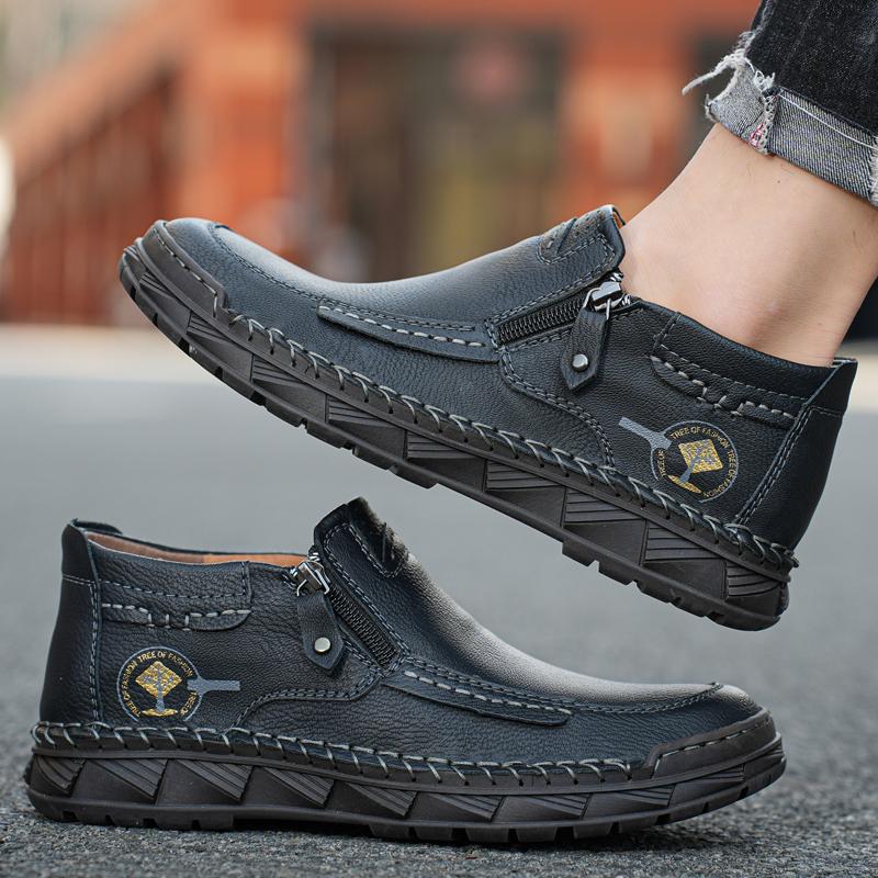 Handmade Split Leather Boots Men Shoes Comfortable Ankle Boots For Men Casual Shoes Large Size Tooling Shoes