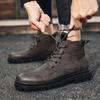 Fashion Boots Men's New Trendy British Style High Top Men's Shoes Casual Black Soft Soled Workwear Leather Boot Waterproof Boots for Men