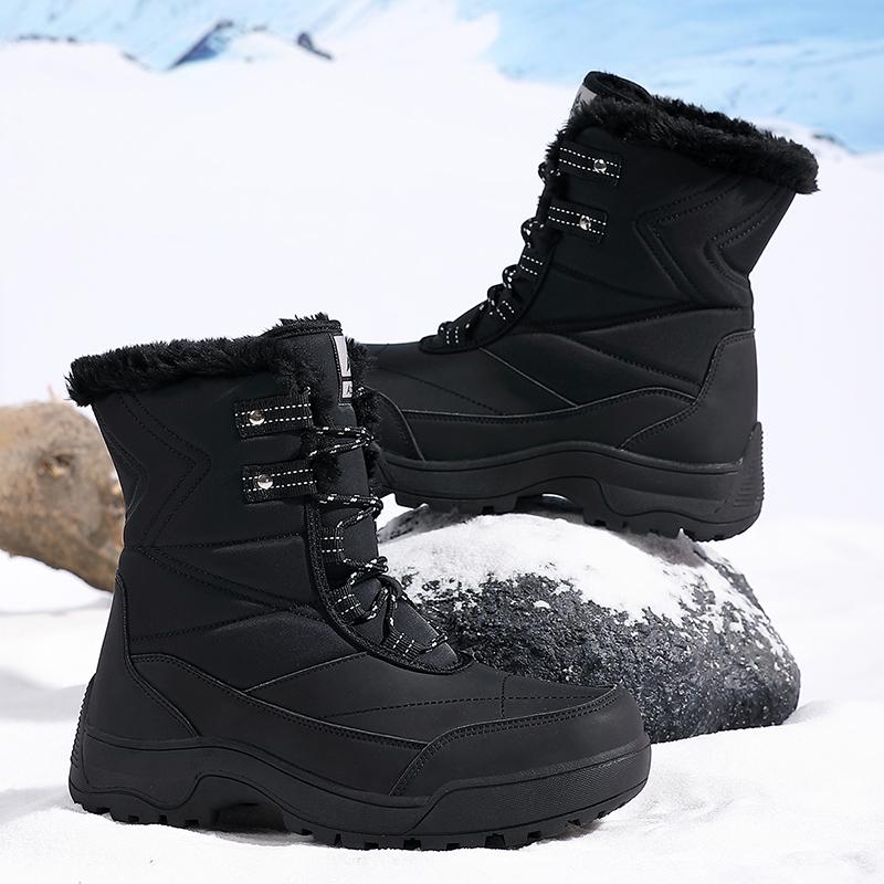 Outdoor Cotton Shoes Warm Booties for Cold Weather Russian Ladies Winter Snow Boots Fleece Lined High Top Thick Boots