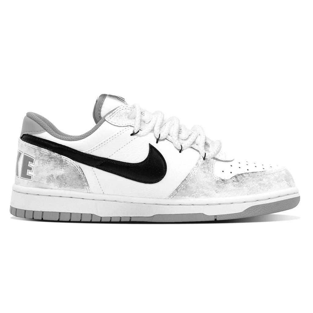 Nike Big DEER Nautical Era Leather Abrasion Resistant Slip Resistant Low top Skateboard Shoes Men's White Gray 355152-106(Team84-)