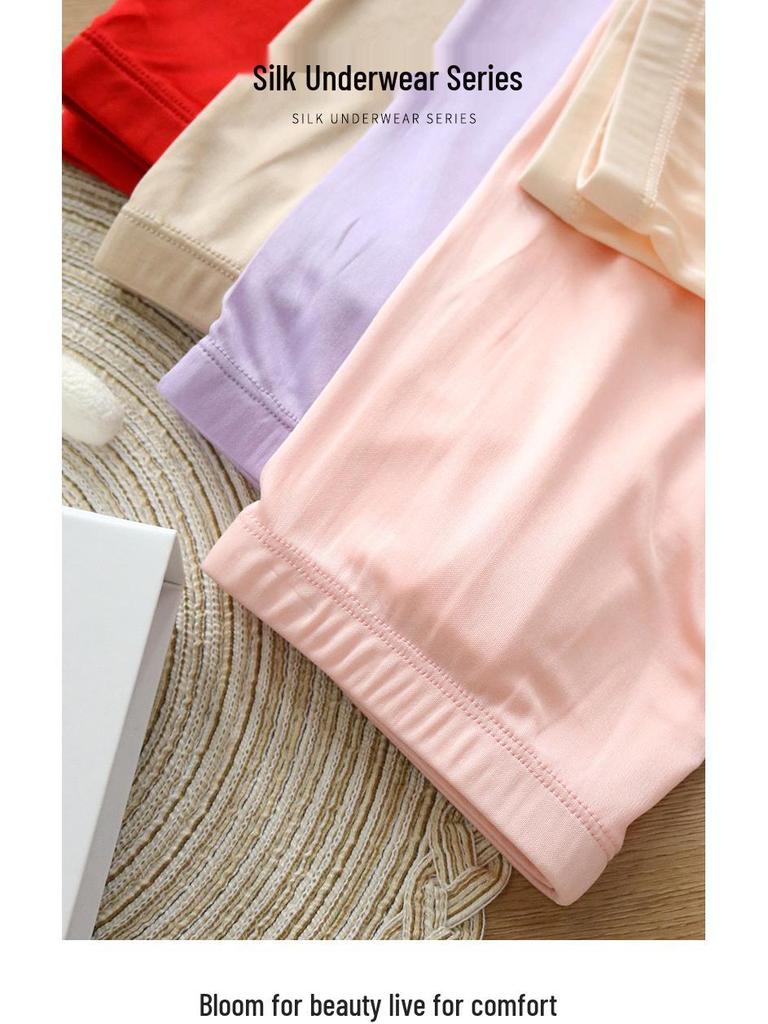 Tangge Women's Mid-Waist Mulberry Silk Boxer Briefs - Comfortable Silk Base Layer Panties