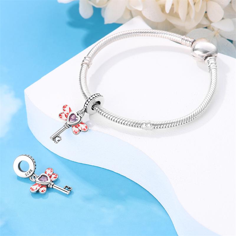 Charm Bead Components Authentic Original Copper Metal Love Heart Wings Pendant Bead Component Bead Components Compatible With Bracelet High Quality