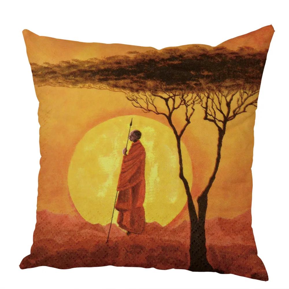 

Peach Skin Cushion Cover 45x45cm Abstract Painting Africa Life Pillowcase African Woman Home Decor Gallery Exotic Pillow Case 12x12Inch