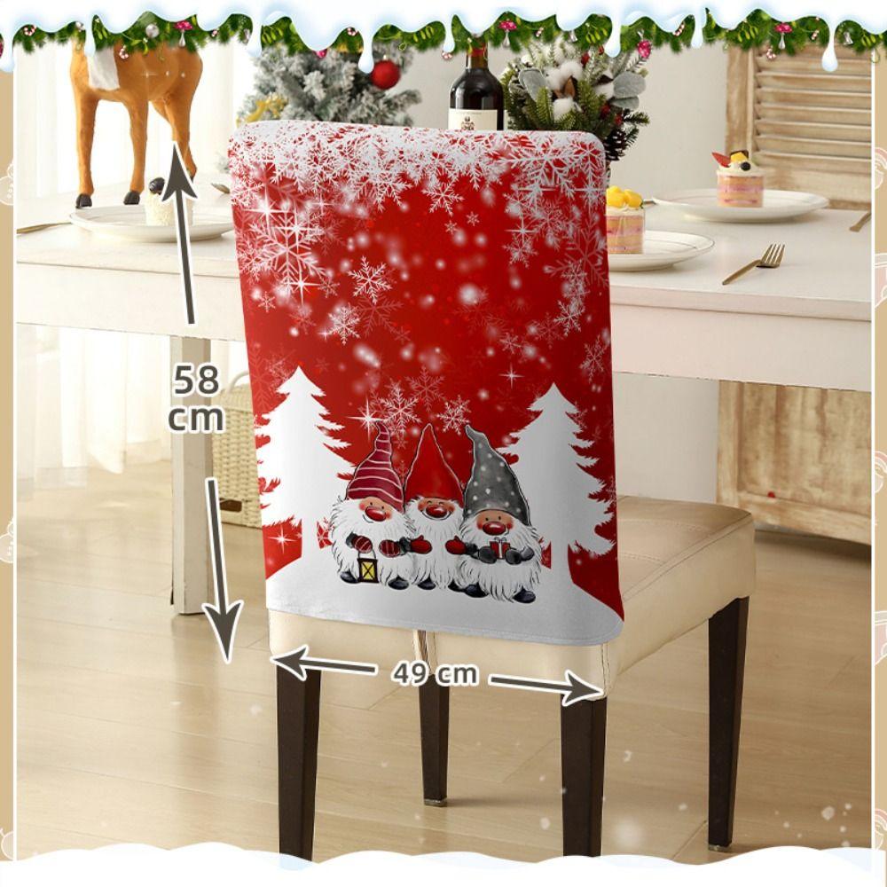 Cartoon Christmas Chair Cover Ball Polyester Fiber Xmas Dinner Chair Seat Cover Soft Removable Christmas Table Decor