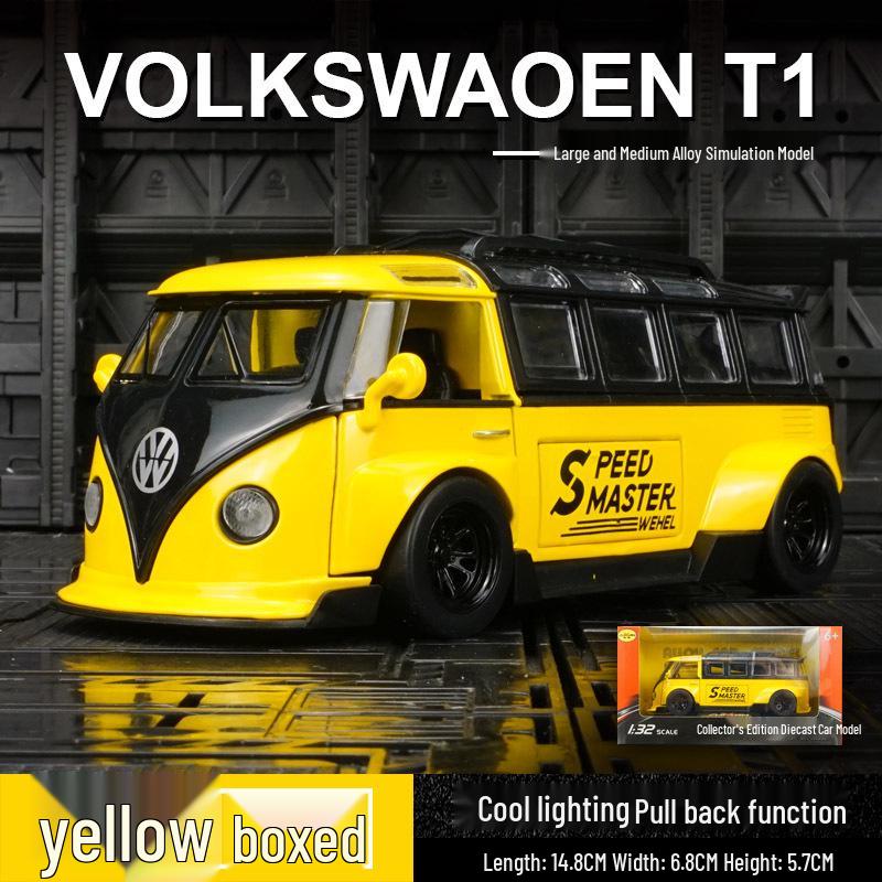

Volkswagen T1 Ретро Кемпер Фургон Литая Модель Автомобиля Украшение, Игрушка с Оттягиванием Назад. жёлтый