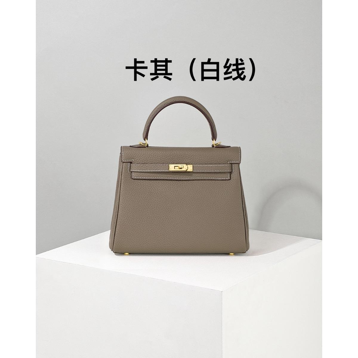 Cross-border exclusive for TOGO Kelli first-layer cowhide, this leather light luxury shoulder messenger handbag 25CM