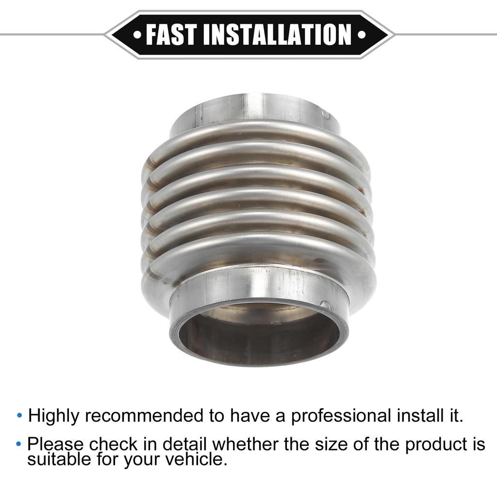 A ABSOPRO Car Exhaust Flexible Pipe 45x63.5mm Exhaust Flex Connector Pipe Bellows Universal for Car Durable Stainless Steel Silver Tone