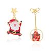 Enamel Santa Claus Bow Gift Box Star Tassel Asymmetric Drop Earrings Cartoon Christmas Earring For Women Men Jewelry Party Gifts