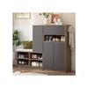 Meuble D’entrée - MUVOE - Banc Et Armoire À Chaussures - Gris - 15 Paires - Étagère Réglable