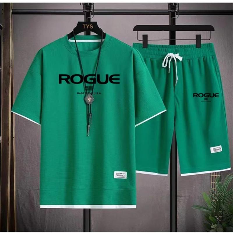

Мужской спортивный костюм Fashion Rogue, футболка с коротким рукавом и шорты, летний повседневный спортивный костюм, мужской костюм из двух частей XXL