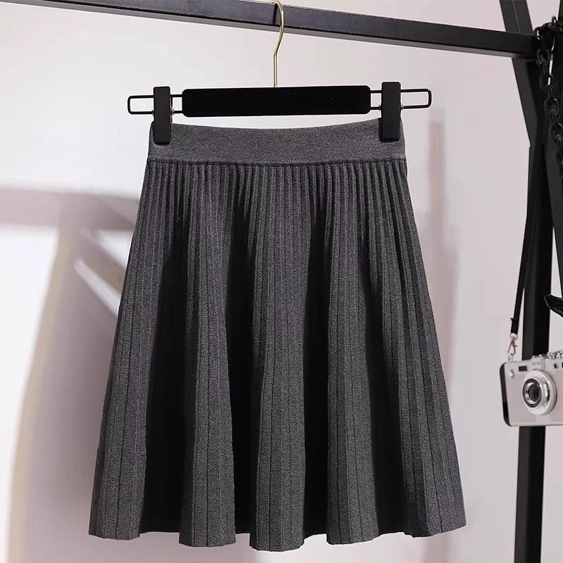 Women's Wool Knitted Pleated A-Line Skirt – Perfect for Autumn and Winter