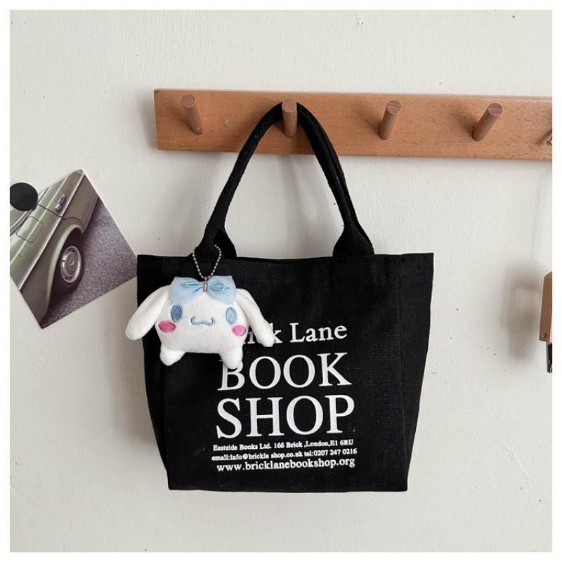 Basit Mini Tote Kova Çanta Büyük Kapasiteli Dış Saplı Kanvas Çanta