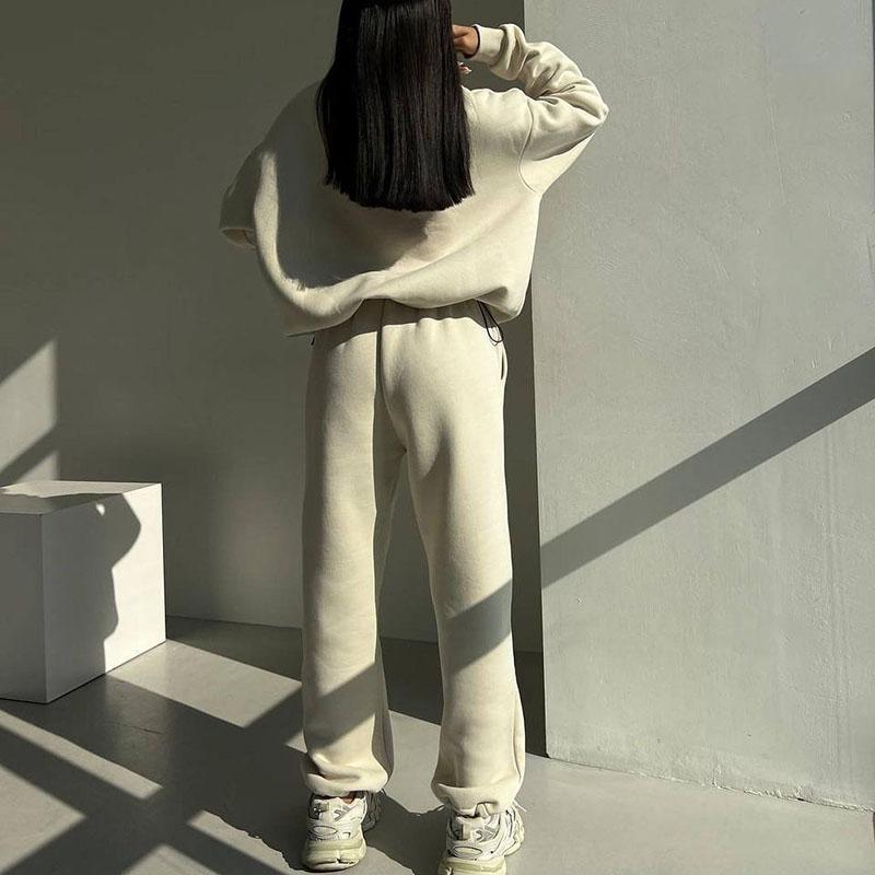 Autumn Winter New Sweapants Suits Women Stand Collar Zipper Sweatshirt 2 Pc Sets Solid Casual Women Pants