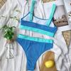 European and American Style High-Waisted Solid Color Bikini Swimsuit for Women