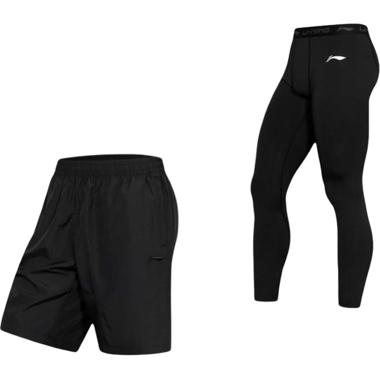 

Li-Ning Comfortable Skin-Friendly Versatile Quick-Dry Running Sports Tight Fitness Set Men Bottoms YKSU208-1 S
