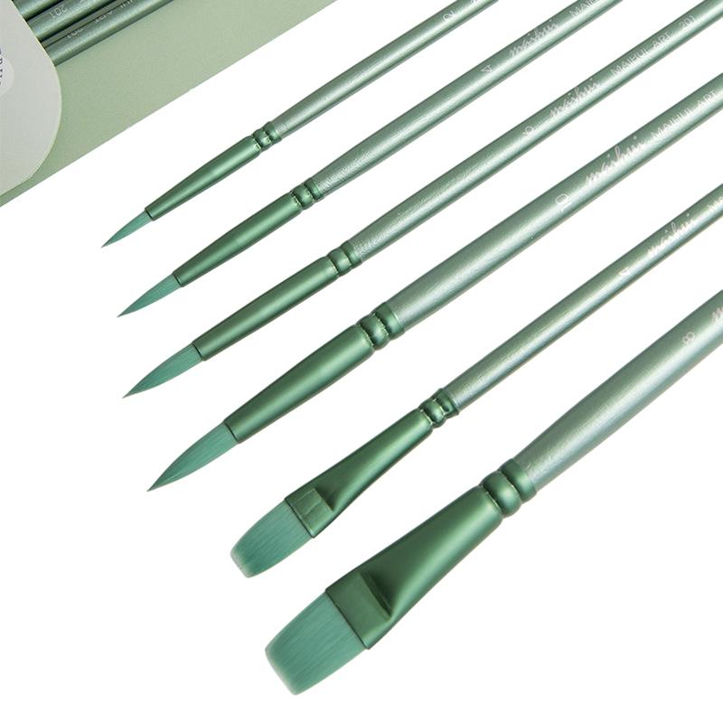 4/6 Pcs Watercolor Brush Pointed Round Flat Head Soft Hair Beginner'S Art Student Hand Drawn Watercolor Nylon Painting Material